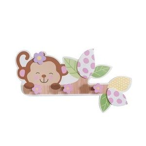 BABIES"R"US PINK MONKEY WOODEN NURSERY WALL DECOR